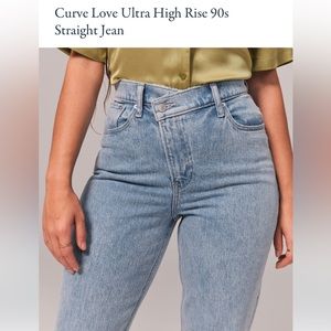 Abercrombie Curve Love Ultra High Rise 90s straight w/ cross cross waist band